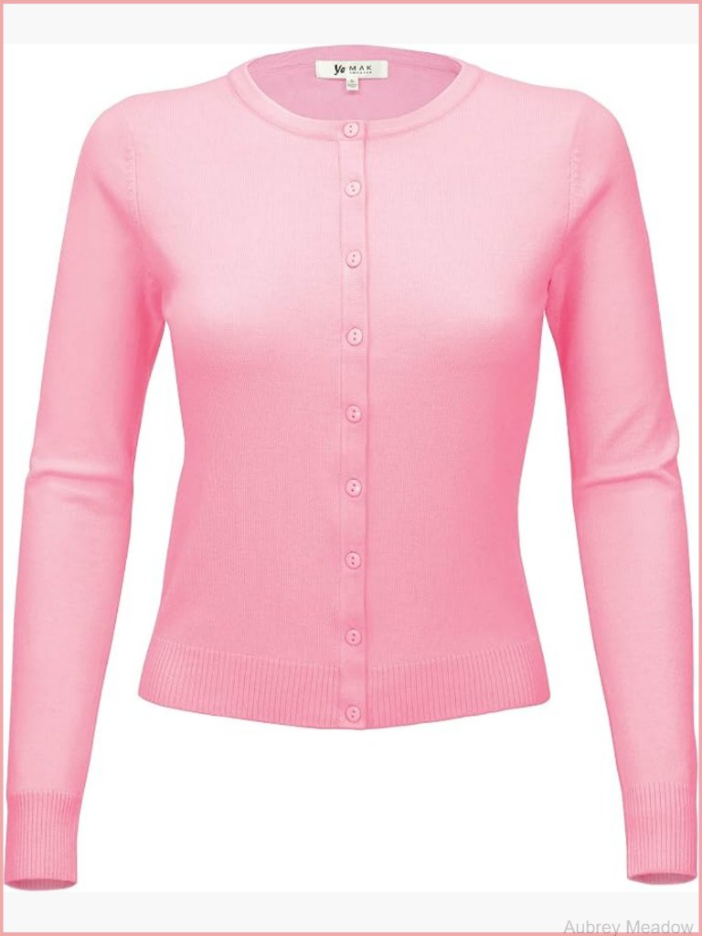 Women's Long Sleeve Cardigan Sweater Crewneck Button Down Lightweight Knit Top